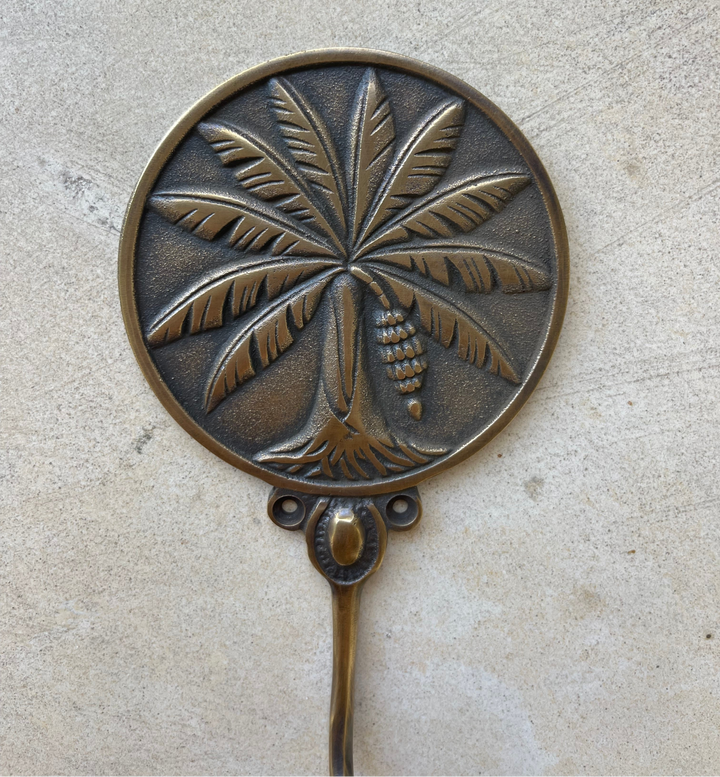 Banana Palm Plaque Brass Hook