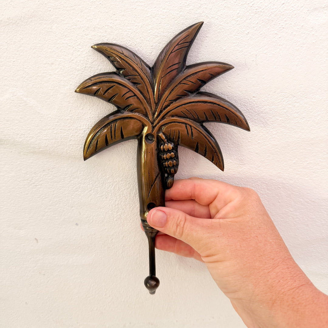 Banana Palm Trees Brass Hooks in Antique by Ocean Luxe