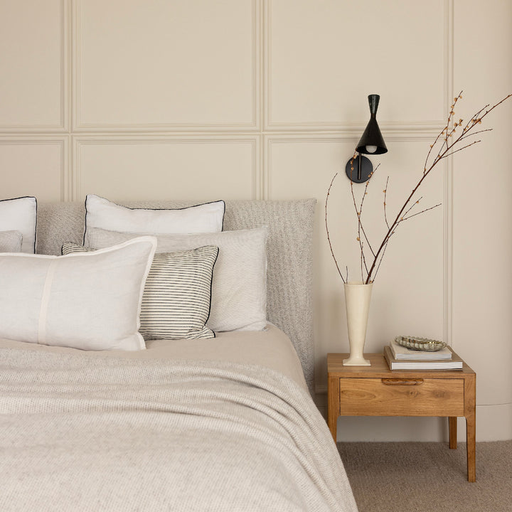 Bonnie bedside in modern mid century bedroom by Ocean Luxe
