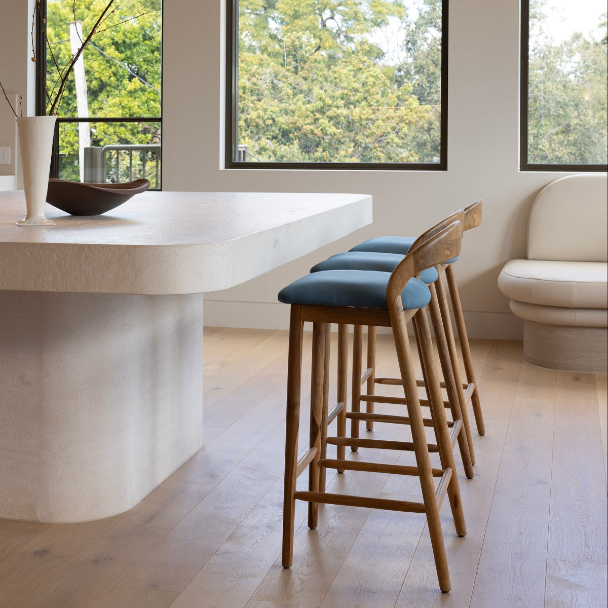 Dora bar stool in blue by Ocean Luxe