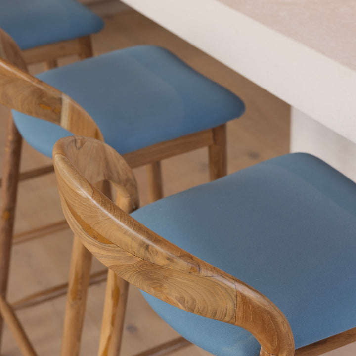Dora bar stool in blue top view by Ocean Luxe