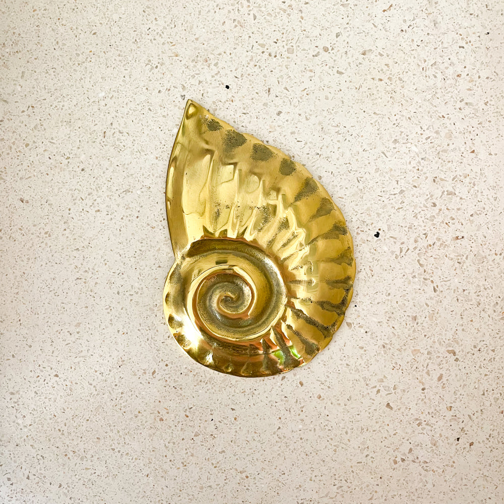 Gold Shell Brass Trinket Tray by Ocean Luxe