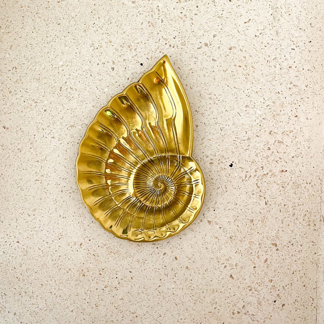 Gold Shell Brass Trinket Tray by Ocean Luxe