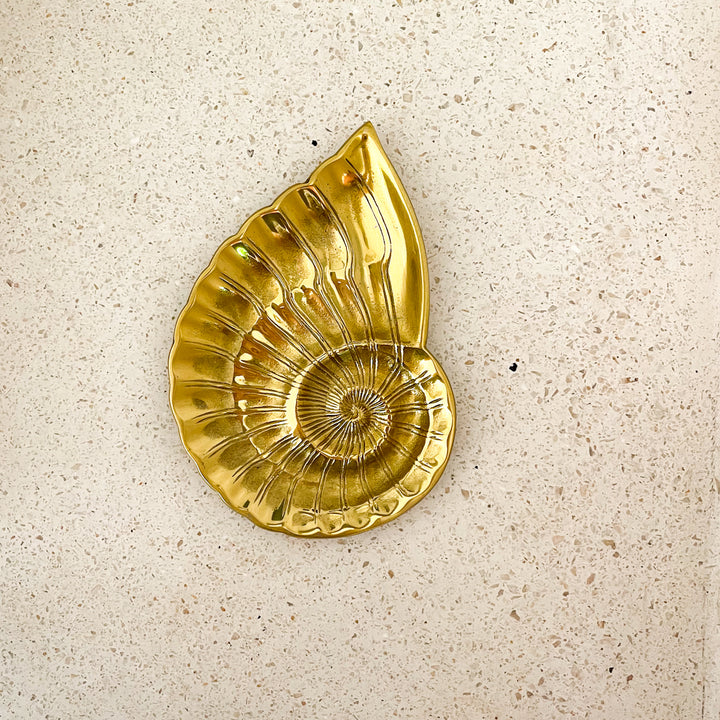 Gold Shell Brass Trinket Tray by Ocean Luxe