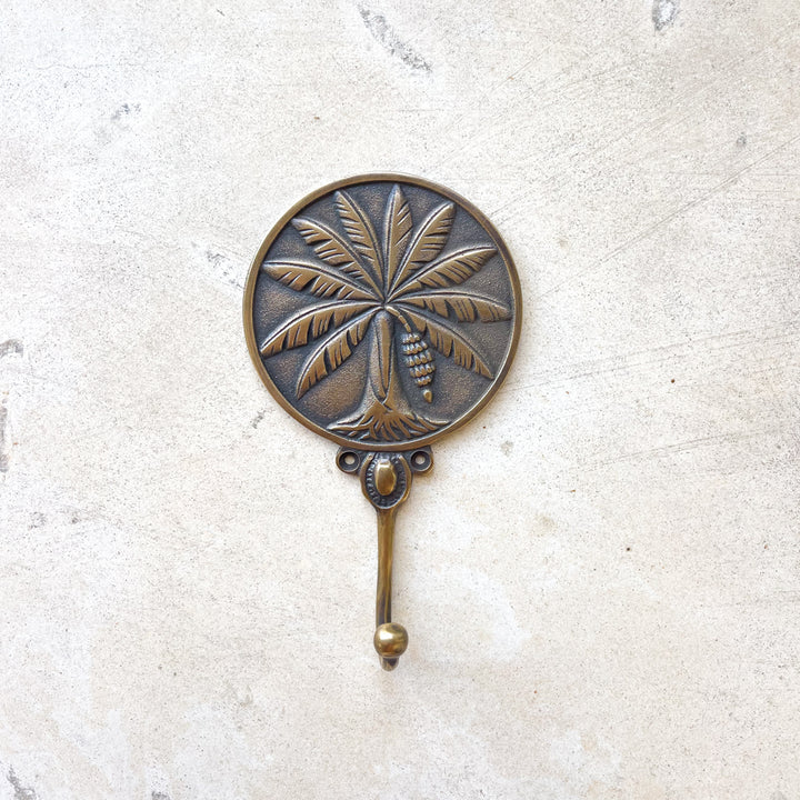 Banana Palm Plaque Brass Hook