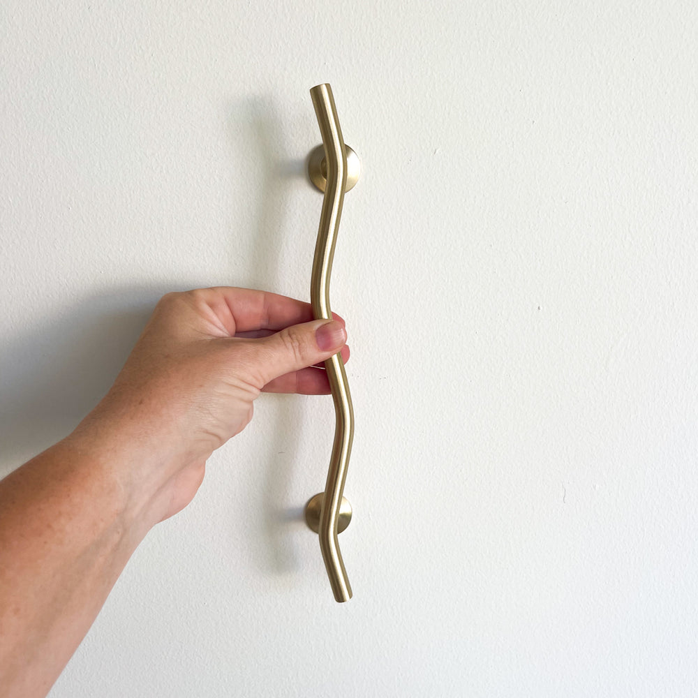 Large brushed brass handle for doors and cupboards by Ocean Luxe