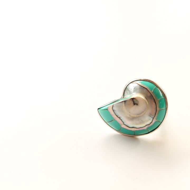 Turquoise Nautilus Shell Ring - Ocean Luxe