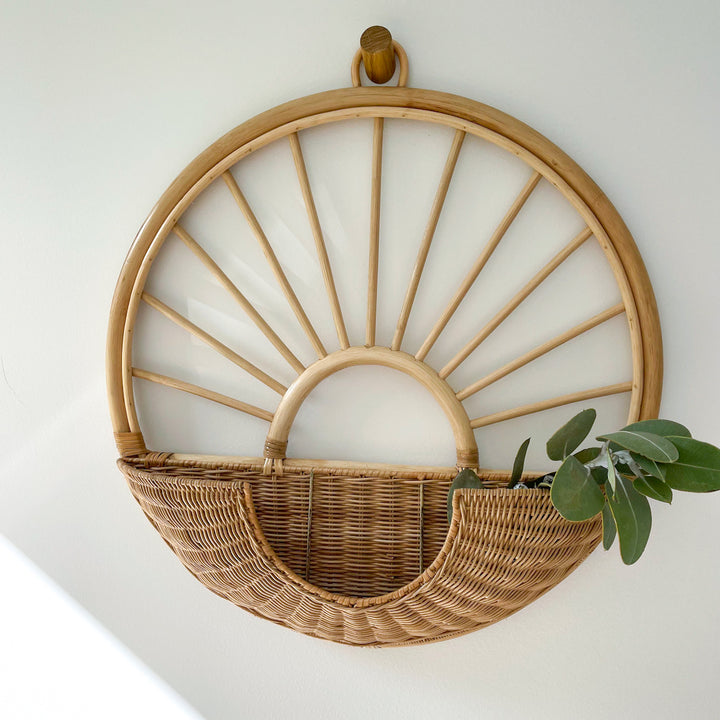 Rising Sun Rattan Hanging Basket