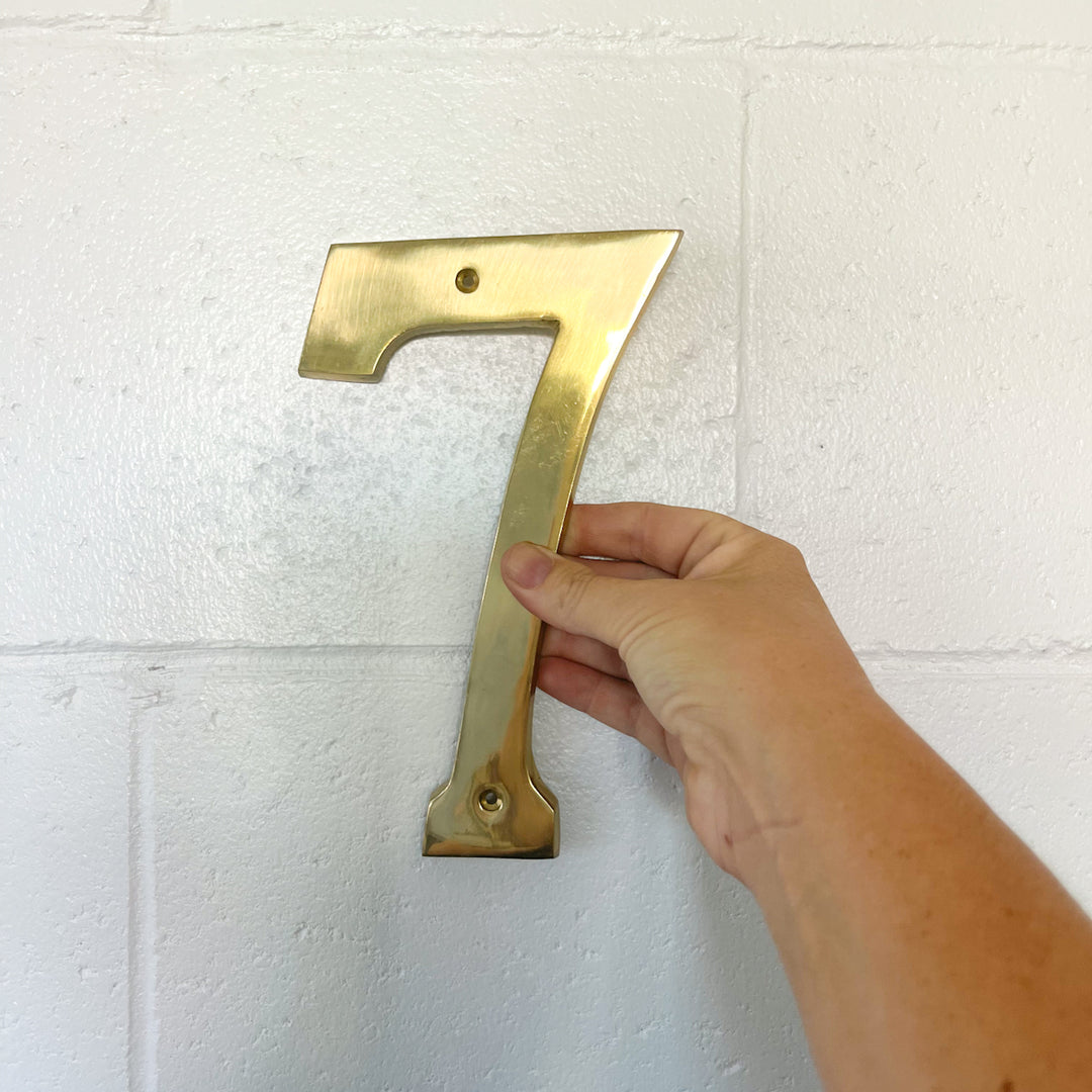 Large Gold Finish Brass House Numbers