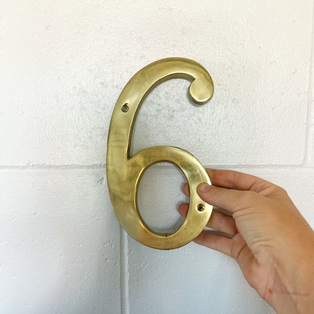 Large Gold Finish Brass House Numbers