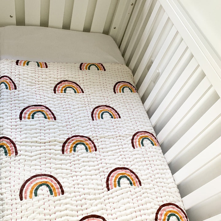 Rainbow cot quilt: Oean Luxe